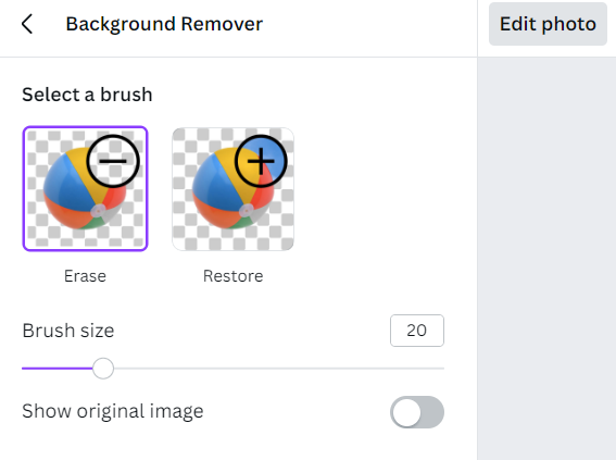 erase or restore photos in canva