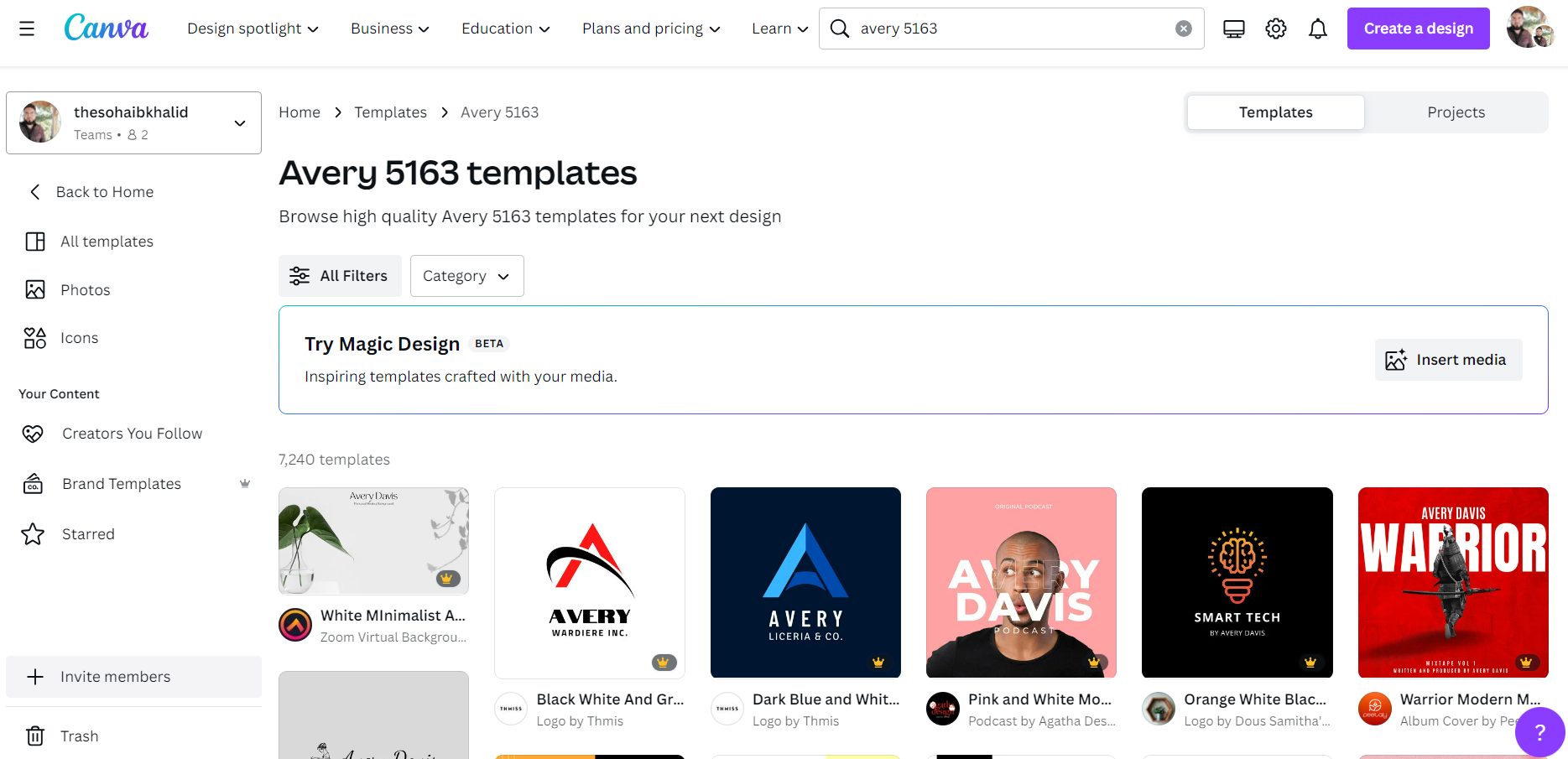 Avery 5163 templates in canva