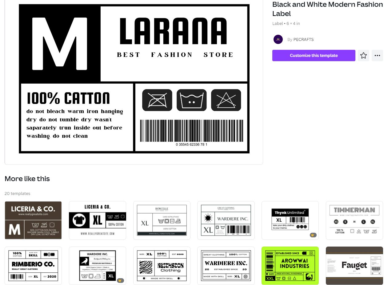 black and white modern fashion label